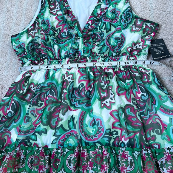 NWT Boston Proper Palma De Scrolls Ruffle Tiered Floral Green Maxi Dress XL - Picture 10 of 14